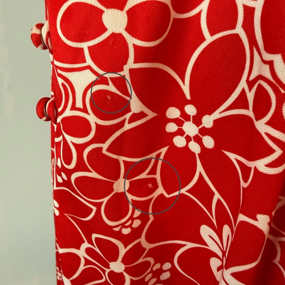 🌺 Vintage Emilio Borghese Red Floral Mod Dress Peter Pan Collar 70s Flawed Sz M - Picture 16 of 16